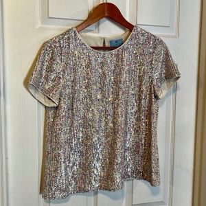 Silver and Multi-Color Sequin Blouse